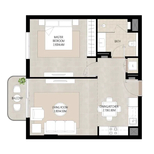 1 bedroom - Unit type A