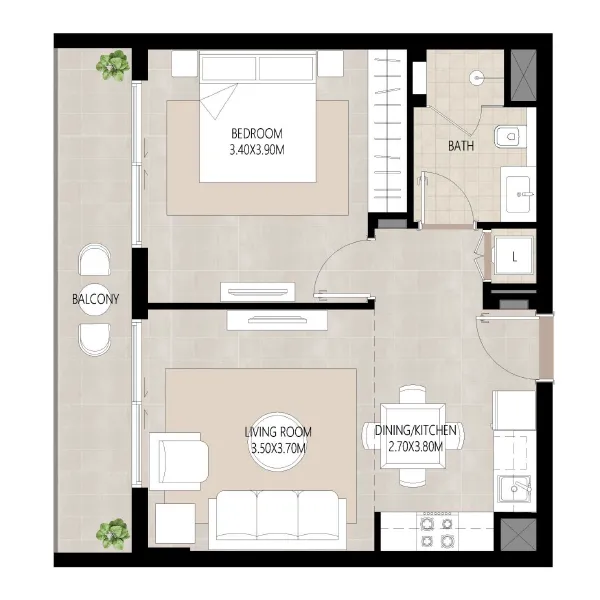 1 bedroom - Unit type B