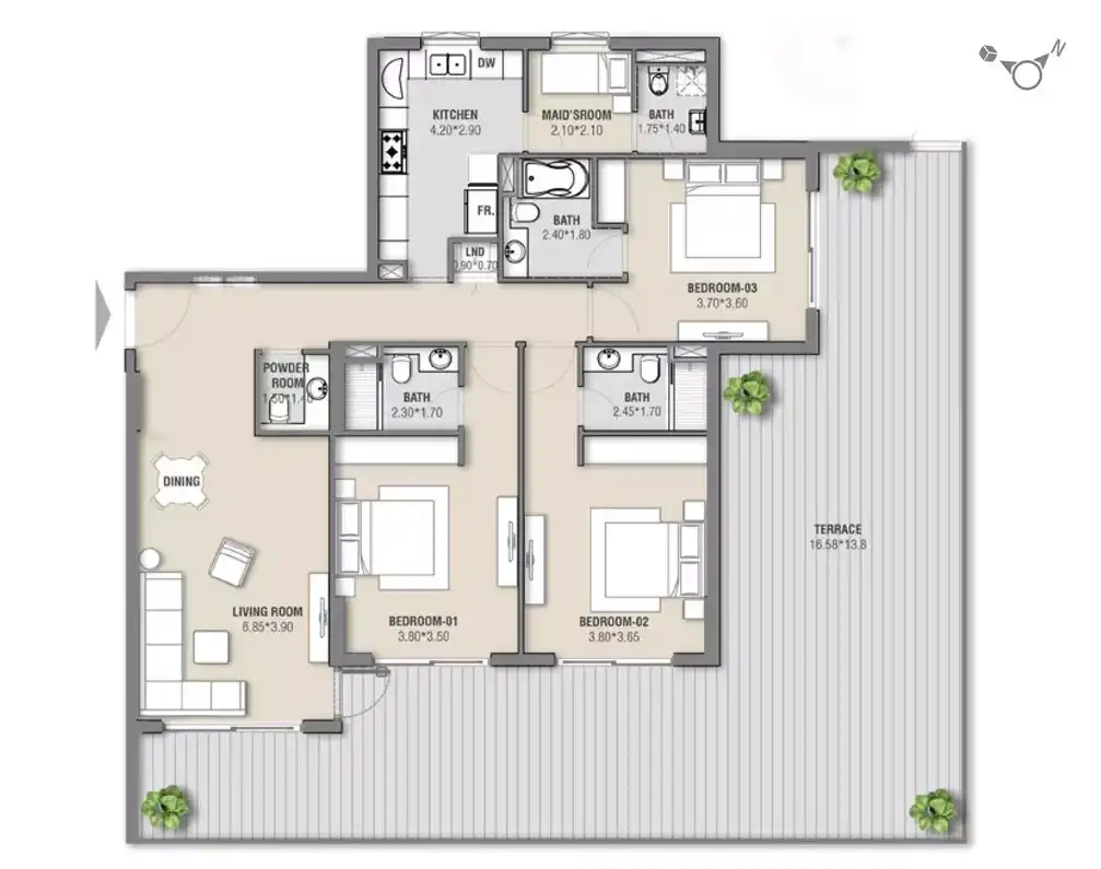 Spacious and elegant ZāZEN Ivy 3 BHK layout 2