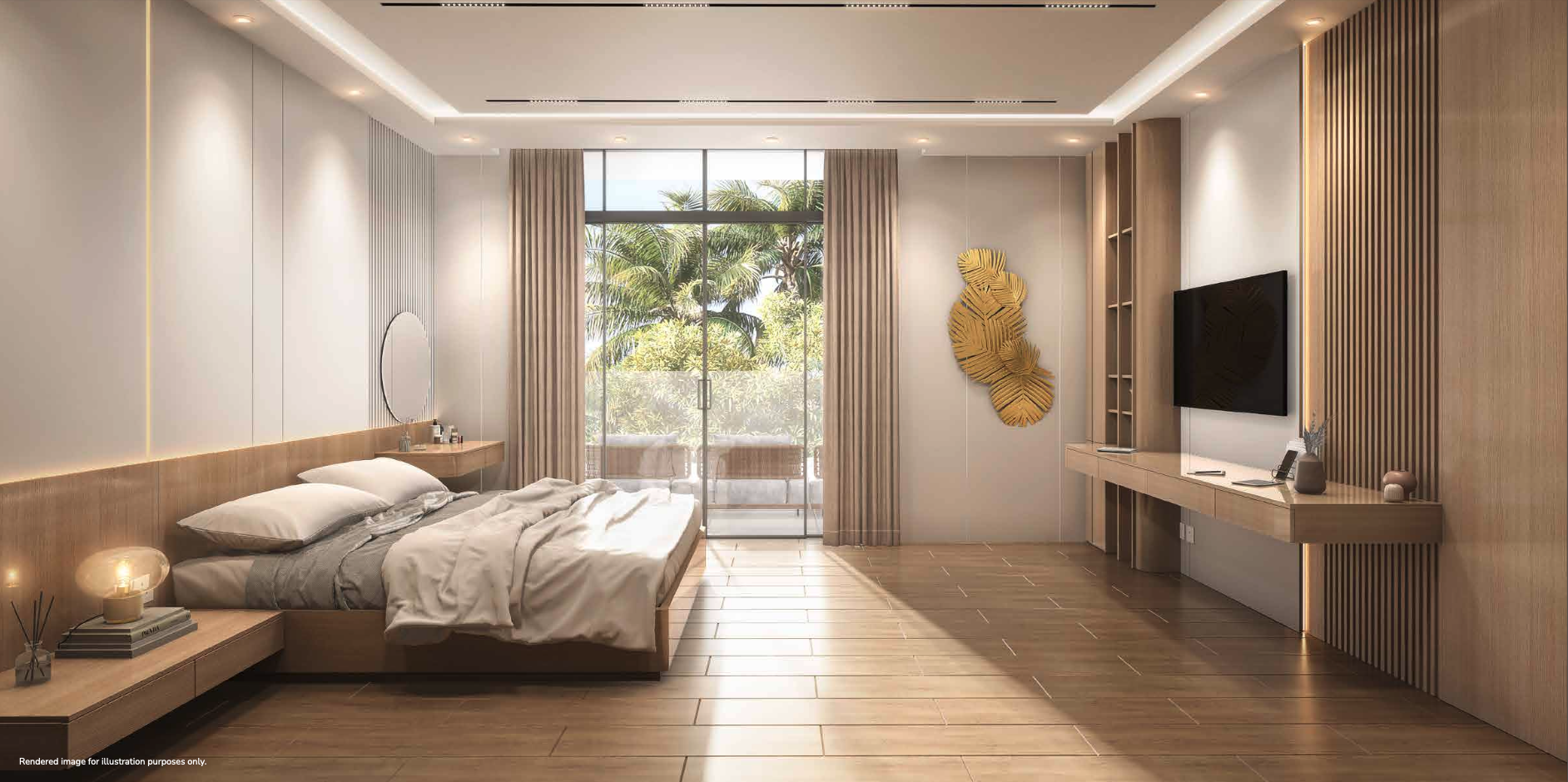 Cozy and modern bedroom in Sunbliss apartment