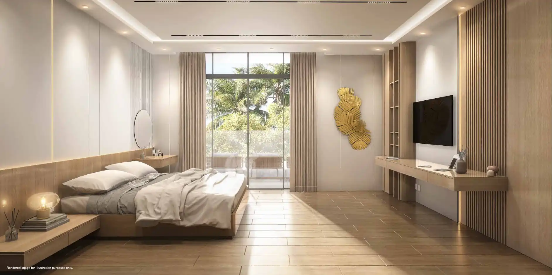 Cozy and modern bedroom in Sunbliss apartment