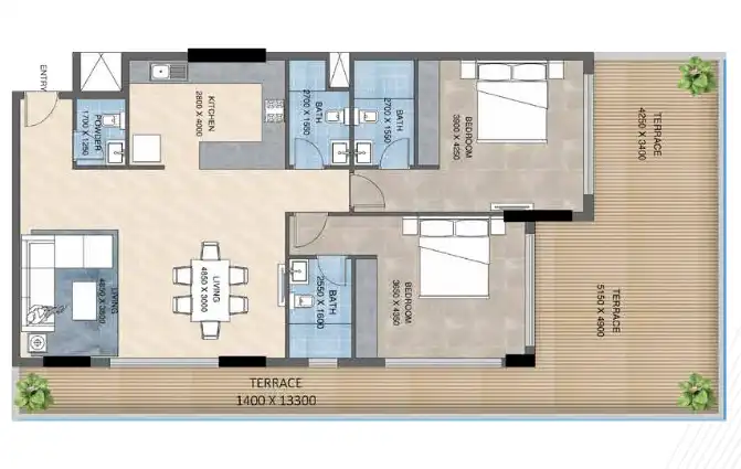 affordable apartment layout of Sunbliss floor plan