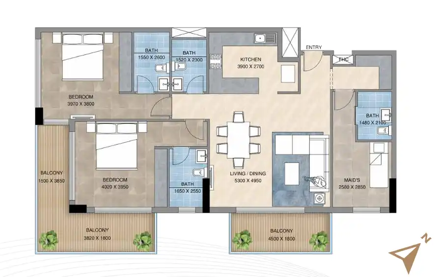 premium flat with terrace.