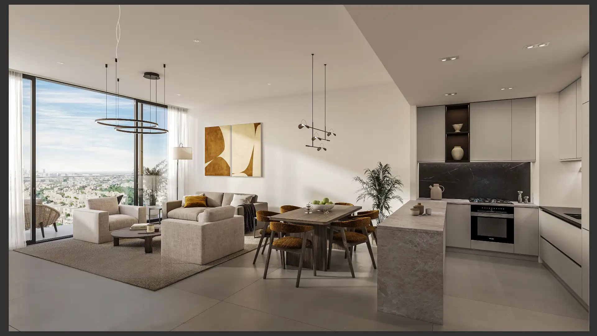 Daylit Evora interior featuring full-height windows