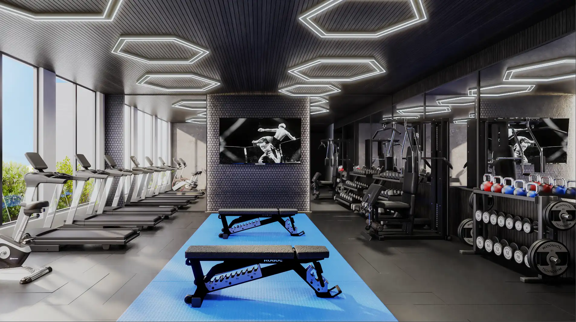 Spacious workout area at Pristine by Zoya