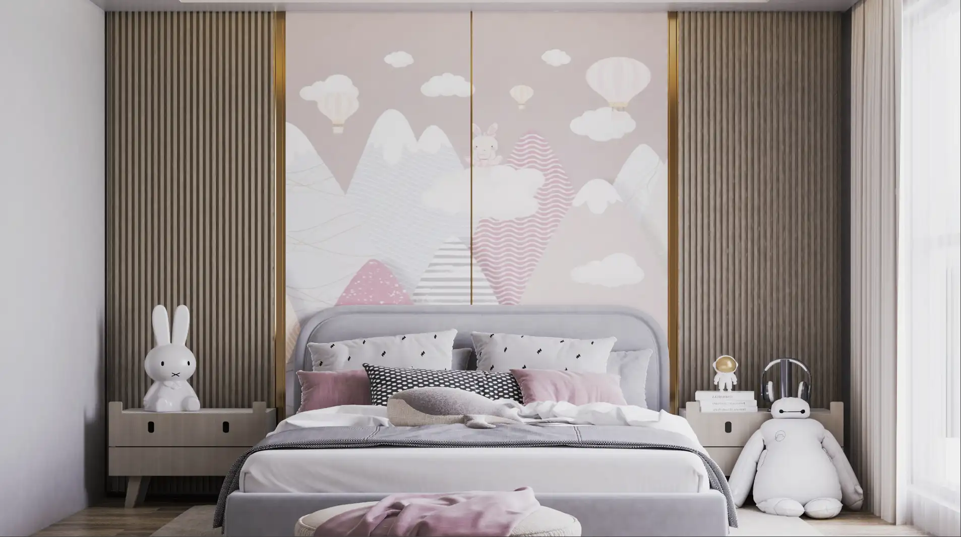 Bedroom with large windows at Pristine by Zoya
