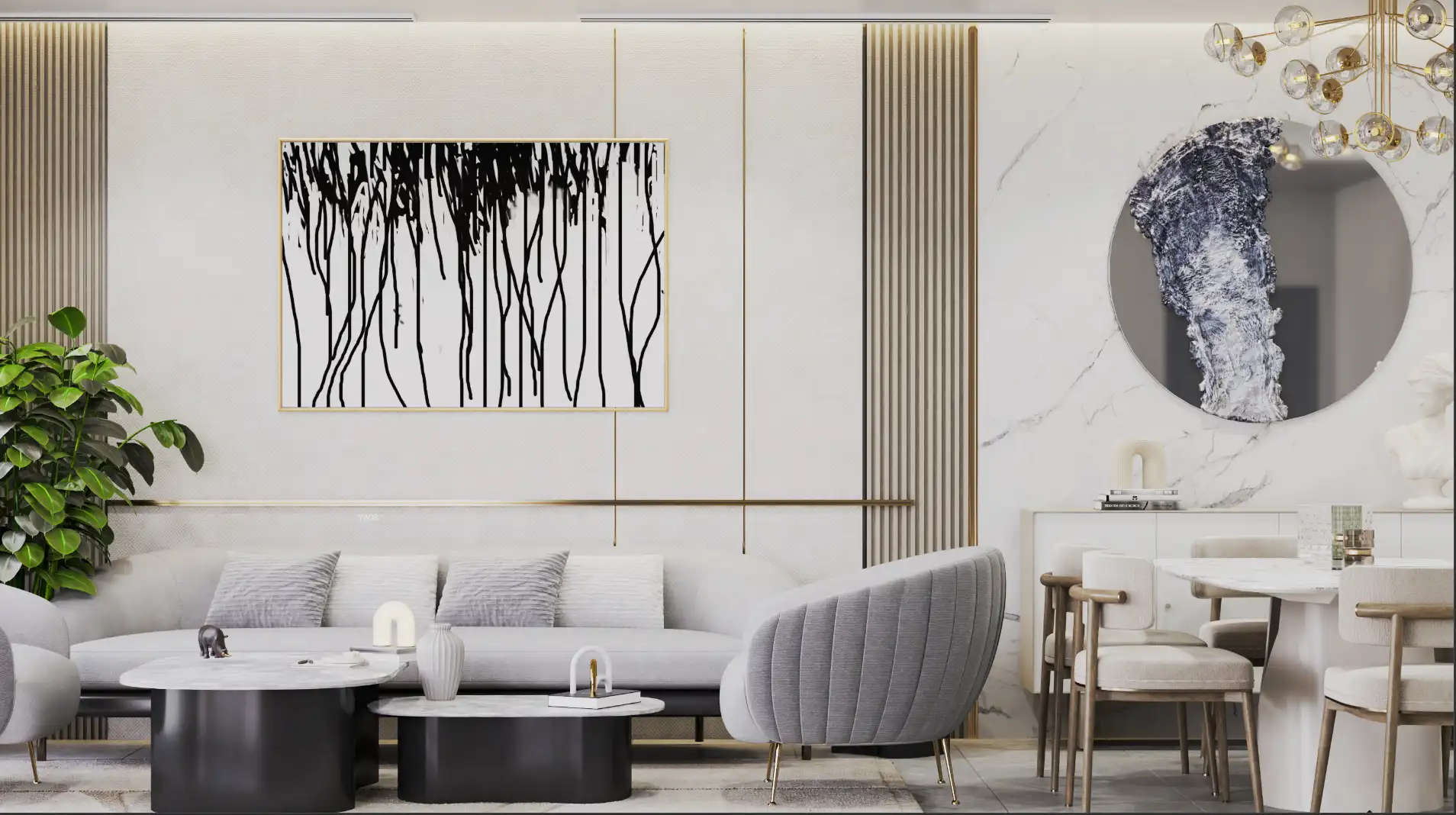 Contemporary open living space in Pristine by Zoya apartment