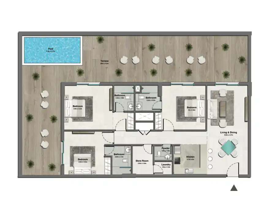 1 BHK floor plan layout of Pristine by Zoya 1BR apartment