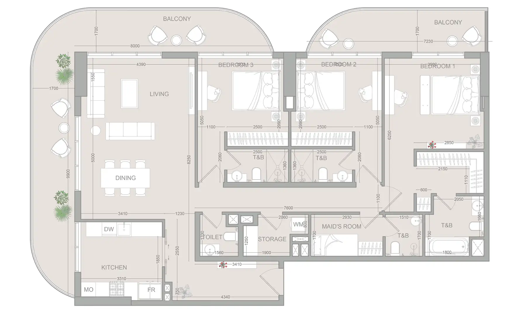 Luxury 3 Bedroom unit design