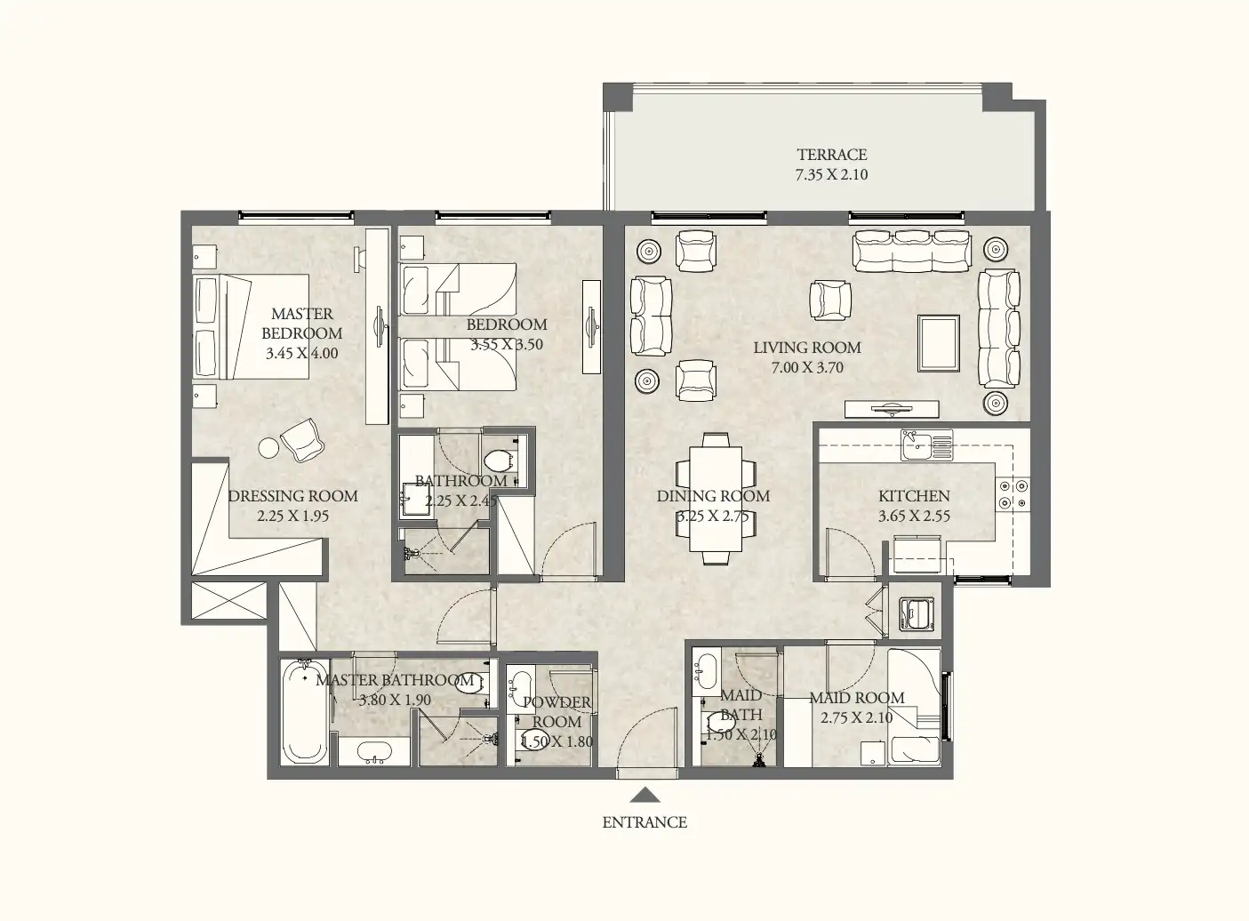 Spacious 3-bedroom layout at Stella Residence Al Furjan