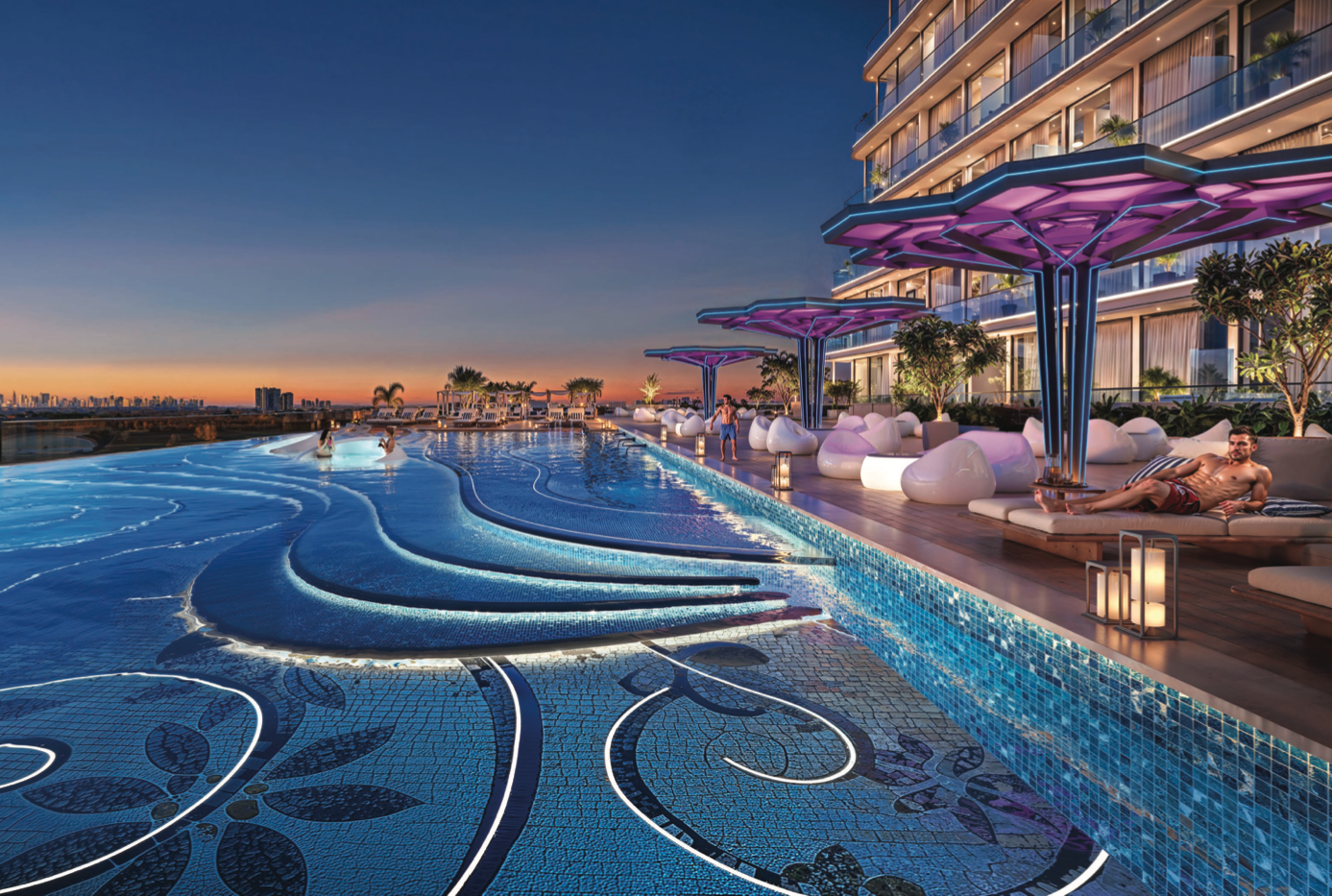 Luxurious outdoor swimming pool at Sparklz by Danube