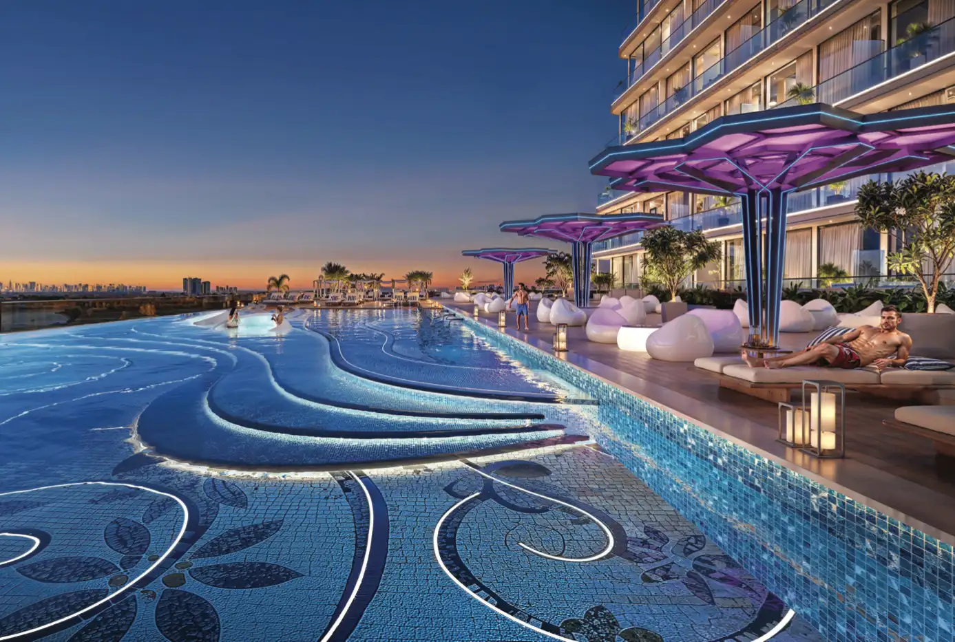 Luxurious outdoor swimming pool at Sparklz by Danube