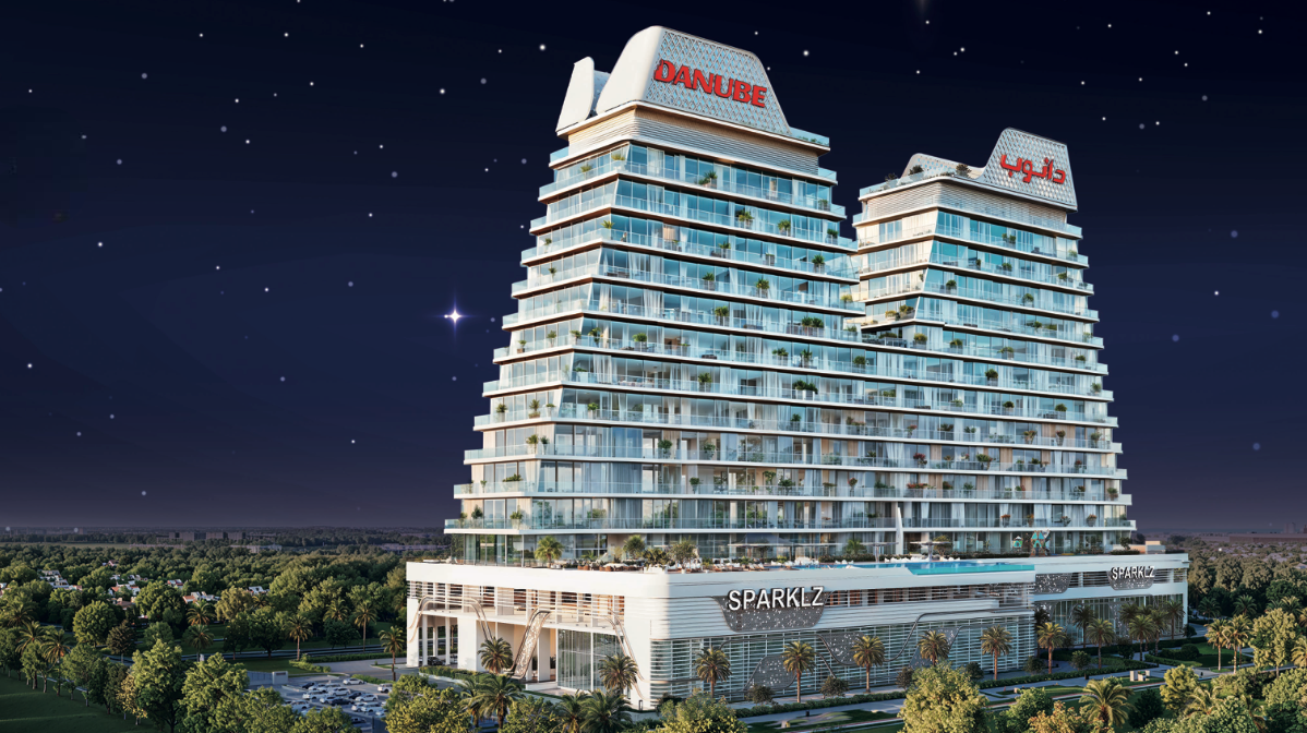 Modern facade of Sparklz by Danube in Al Furjan Dubai