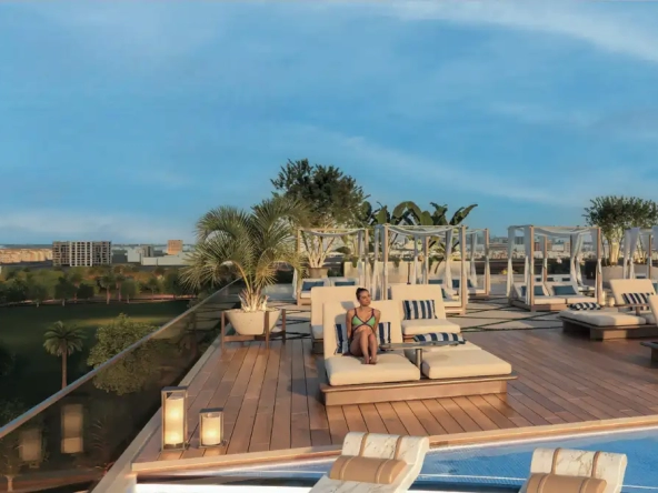 Sunbathing deck near poolside at Sparklz