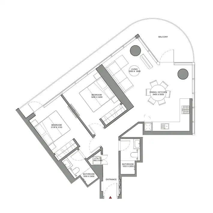 Three-bedroom Solis unit with en-suite bathrooms and utility space