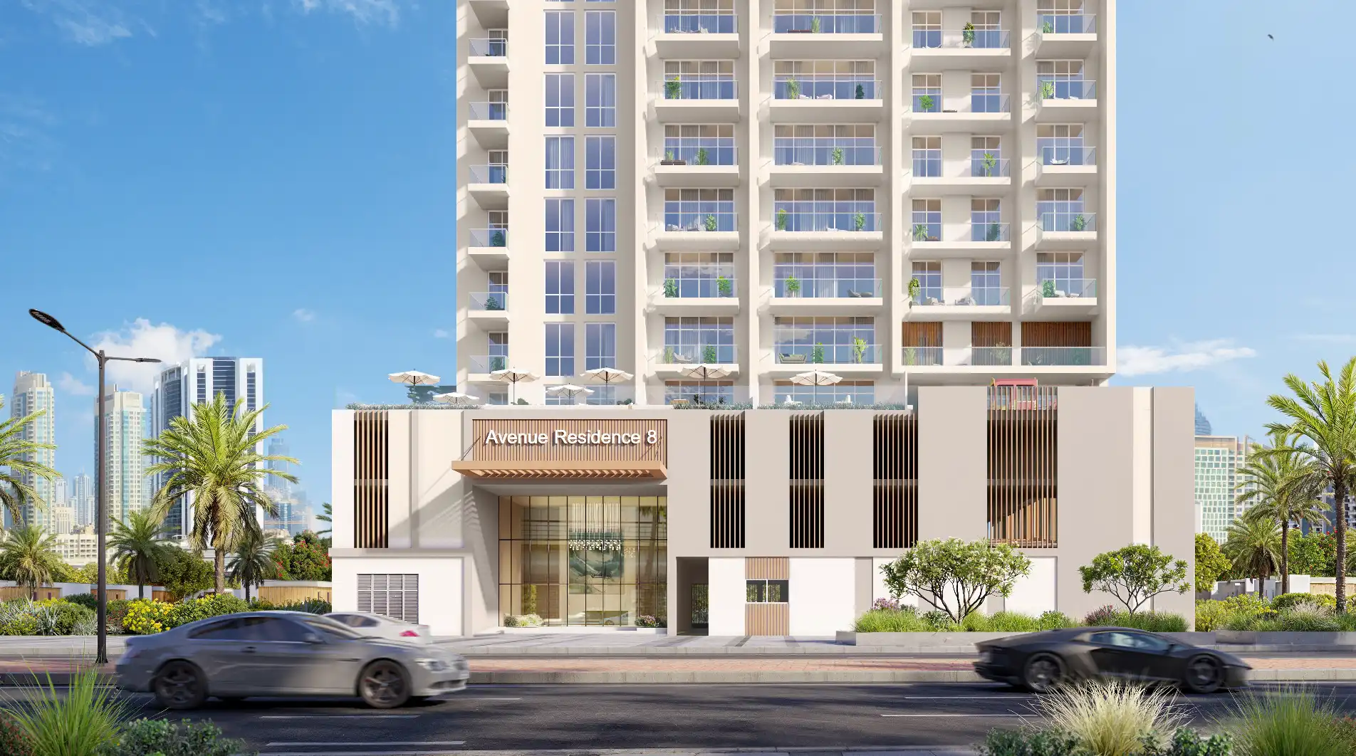 Rooftop pool with panoramic view at Avenue 8 Al Furjan