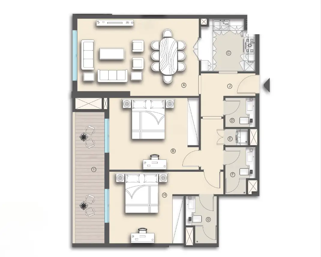 3BR premium unit layout floor plan at Nadine I by London Gate