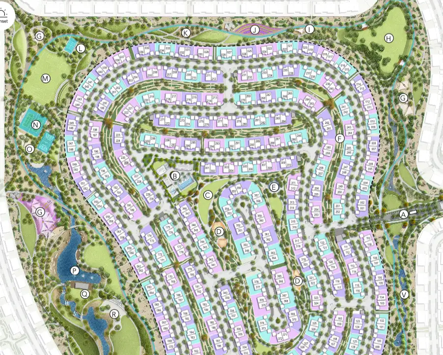 Landscaping and green spine layout for Rivera by Emaar