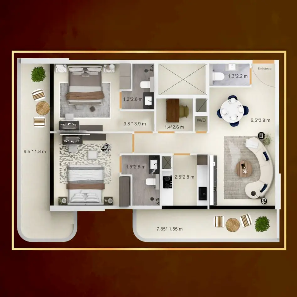 3.5BHK luxury apartment floor plan at Symbolic Zen