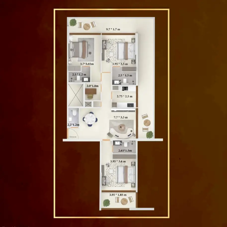 Type B 2.5 bedroom layout at Symbolic Zen Dubai