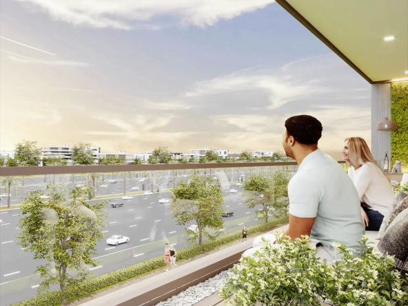 Balcony view overlooking Dubai skyline from Symbolic Zen