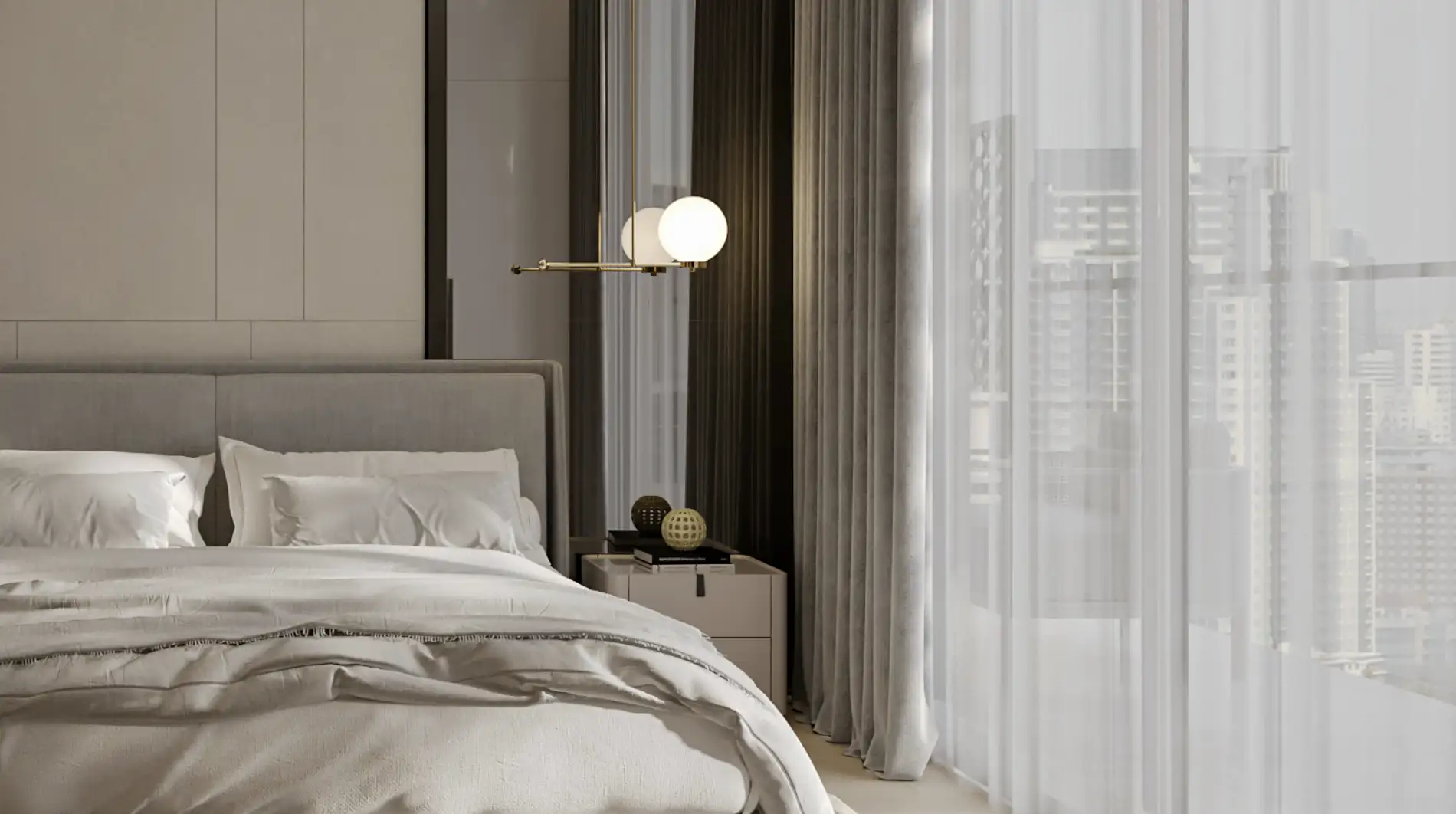 Luxury bedroom in Marquis Insignia apartment Dubai