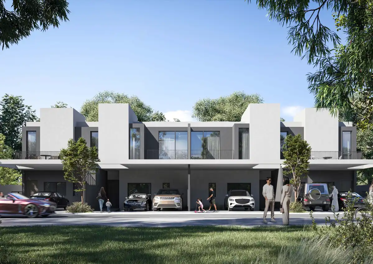 Two-car parking zone outside Anber villas in Sharjah