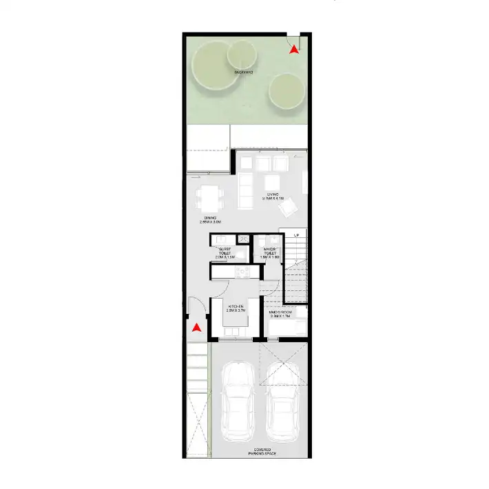 2 bedroom townhouse floor plan at Anber Masaar by Arada