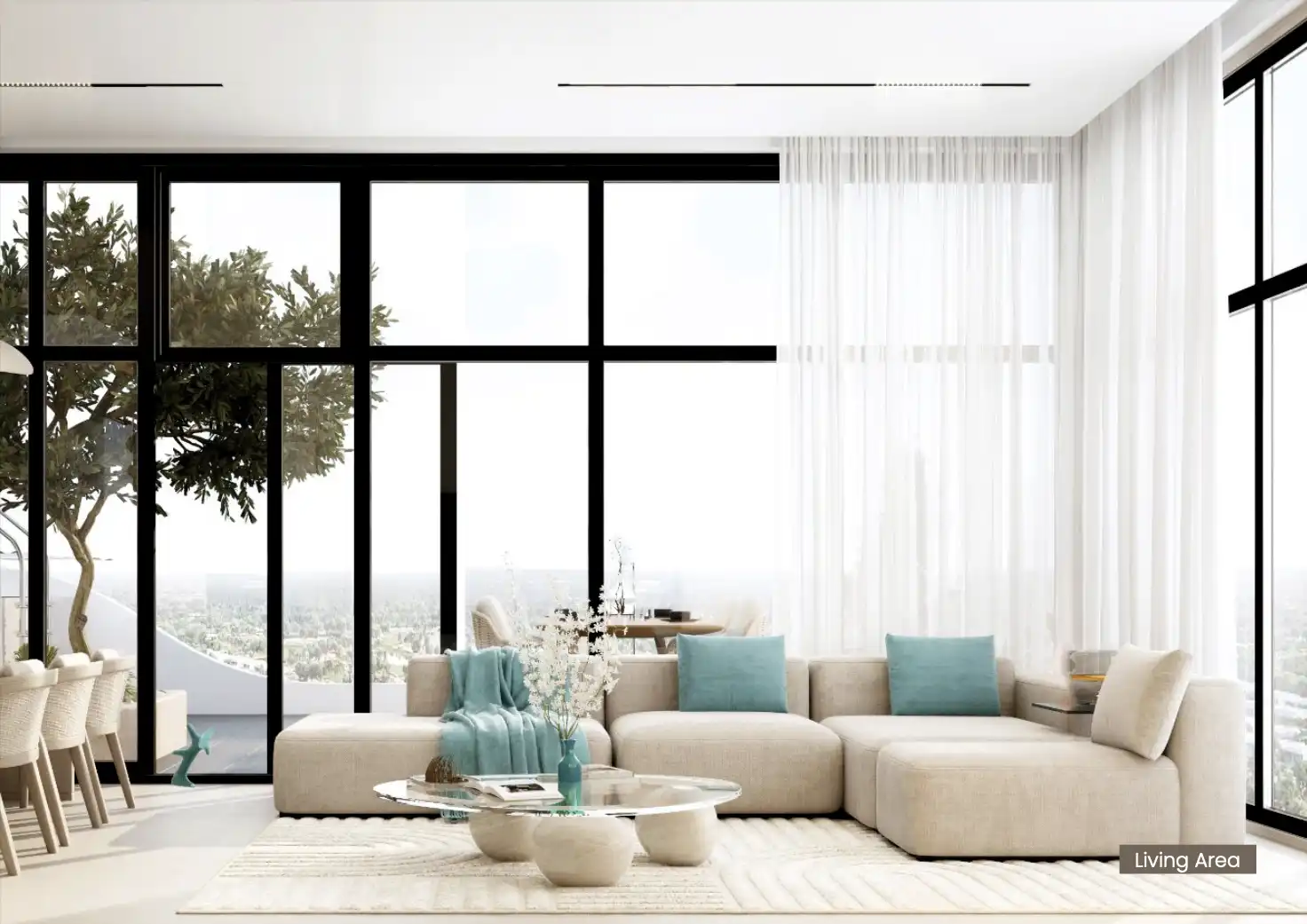 Stylish living room inside Reef 999 apartment