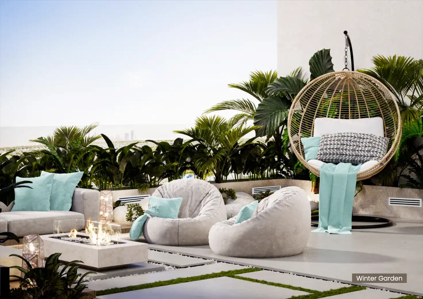 High-floor balcony with JVC skyline views from Reef 999