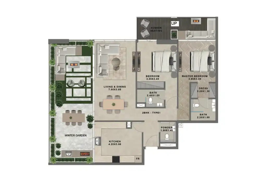 Alternate 3BR layout at Reef 999 Dubai