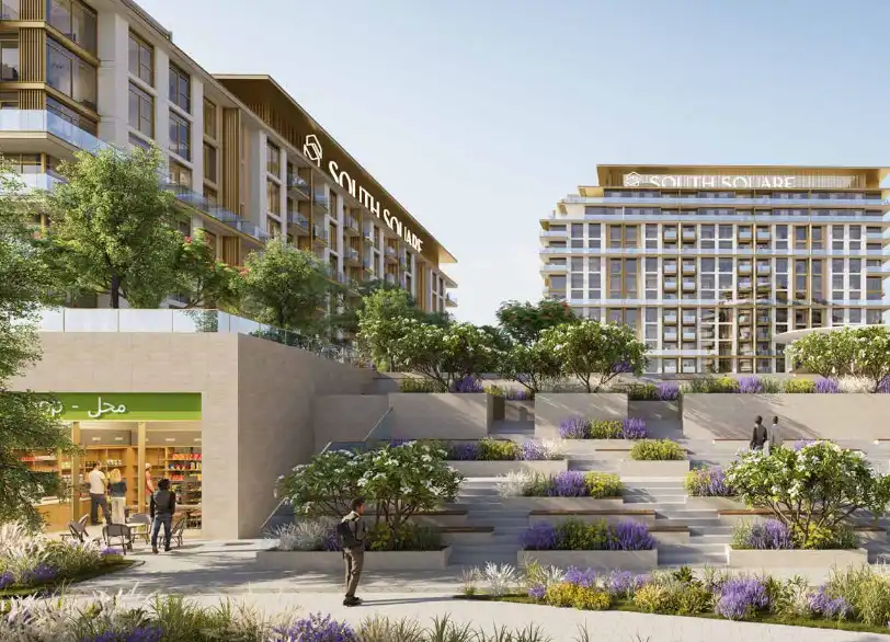 South Square residential tower in daylight at Dubai South