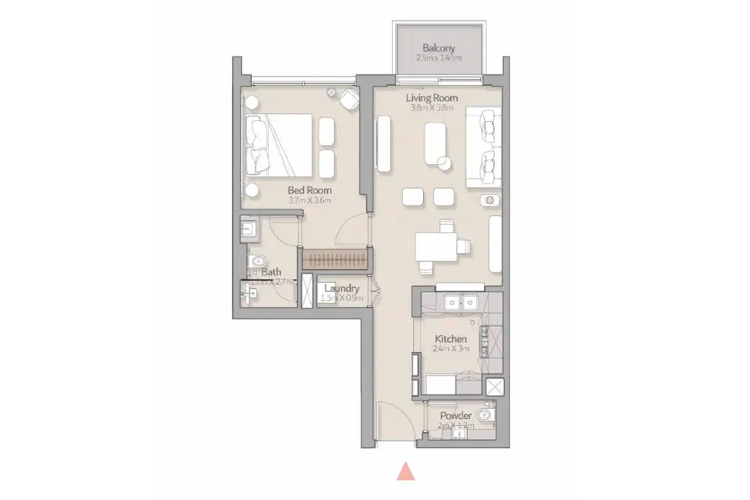 3BR deluxe apartment floor plan at South Square Dubai
