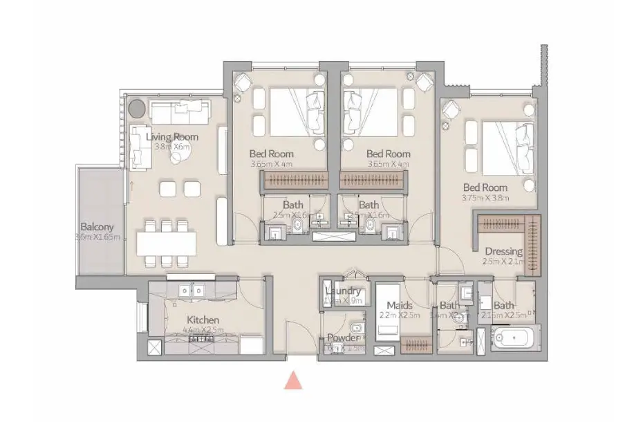 1 bedroom apartment floor plan at South Square Dubai South