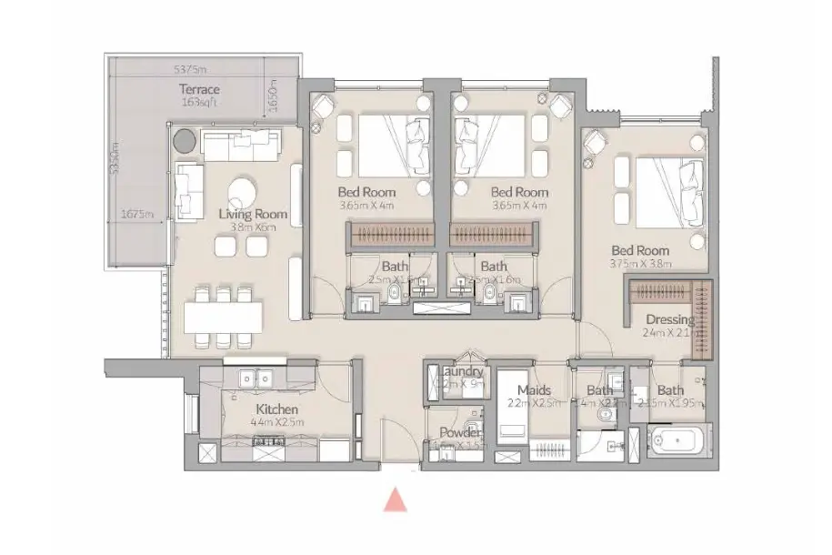 1BHK apartment layout with balcony at South Square