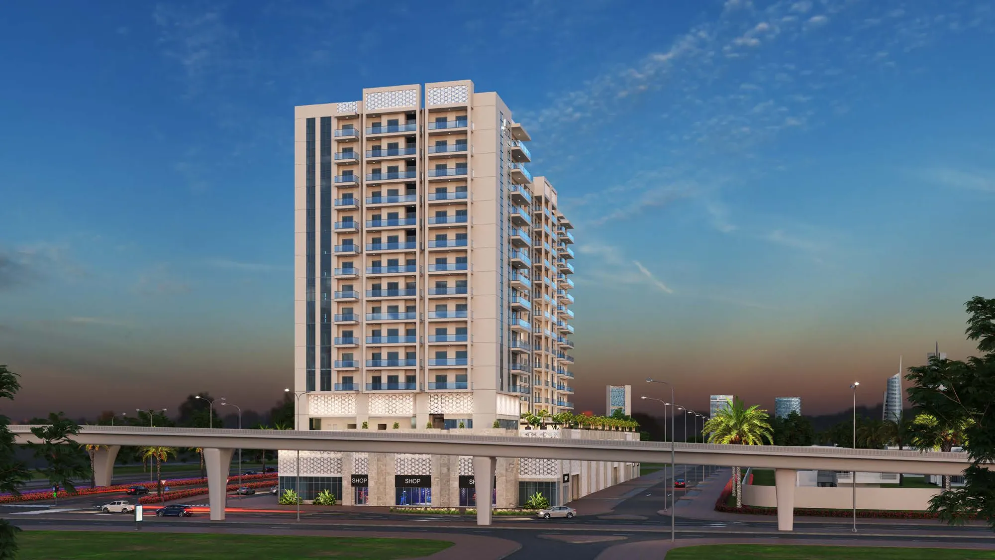 Drone view of Stella Residence in Al Furjan