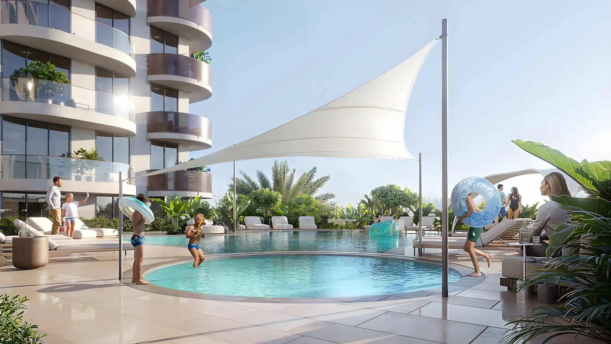 Swimming pool with lounge chairs