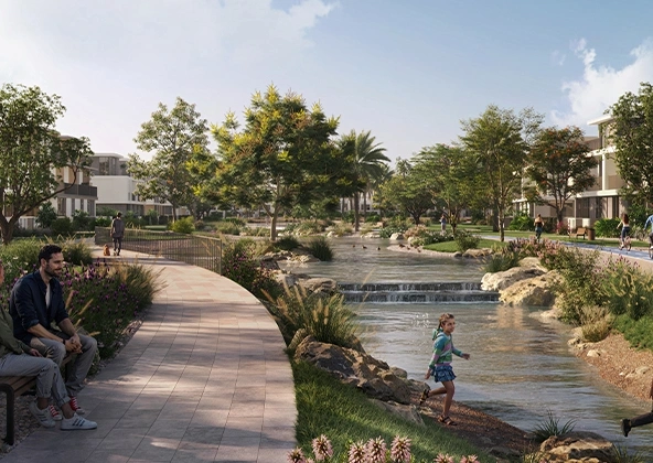 Green community park at Rivera The Valley Dubai