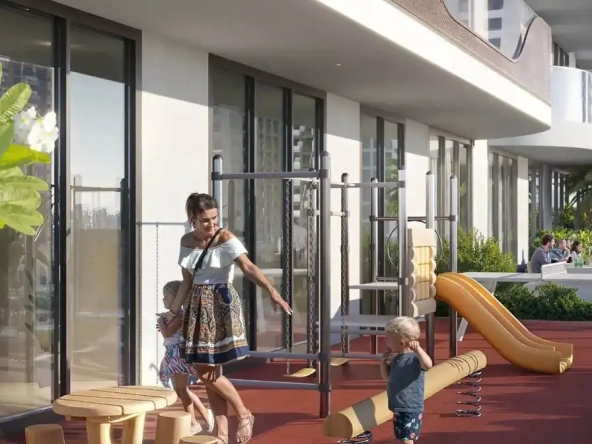 Outdoor play zone with equipment