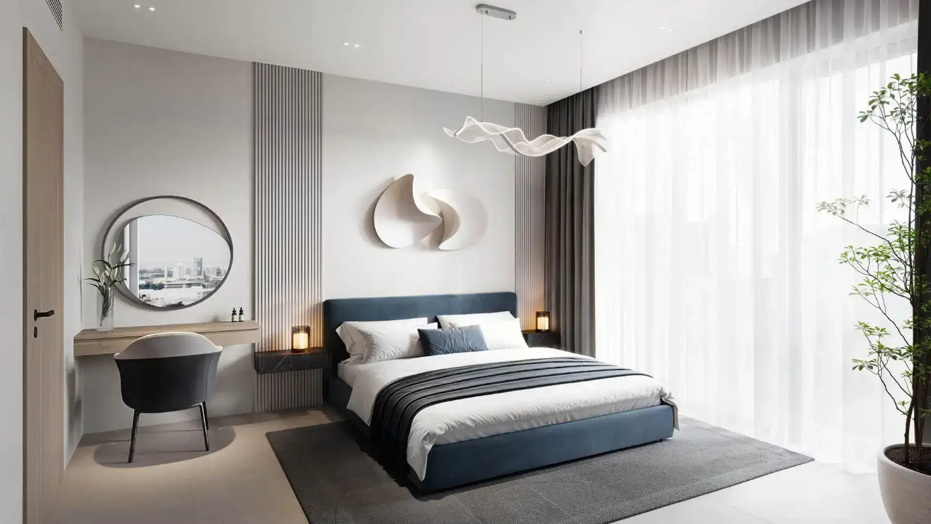 Guest bedroom with soft tones