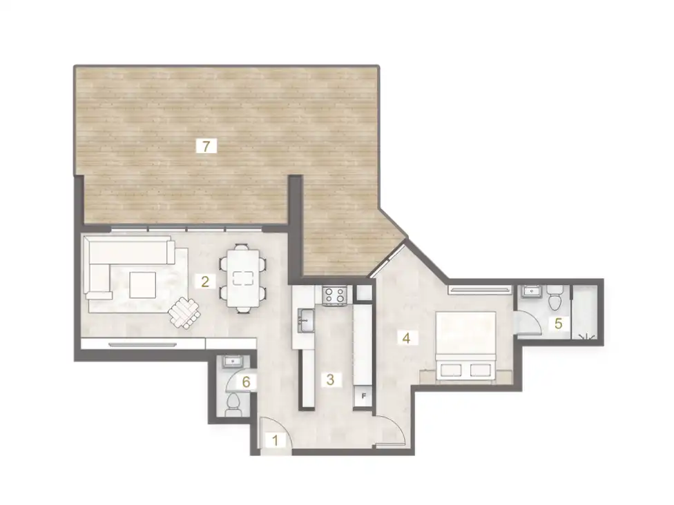 Standard 3BR apartment floor plan at Avenue 8
