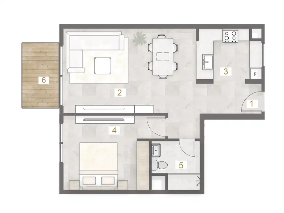 Corner 2BR apartment floor plan at Avenue 8