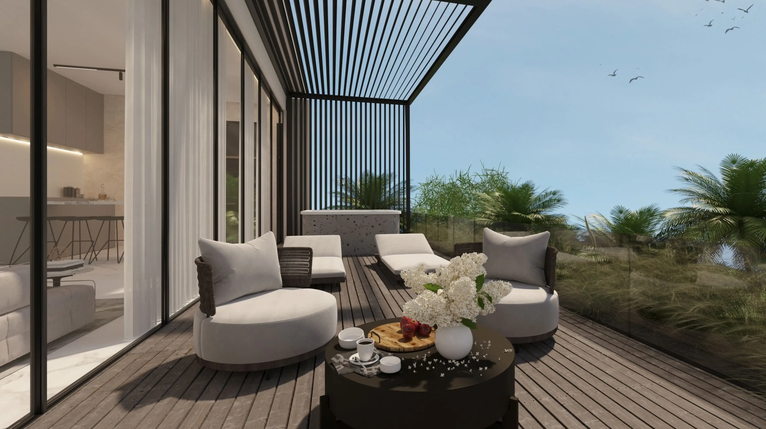 Balcony with garden views at Terra villa