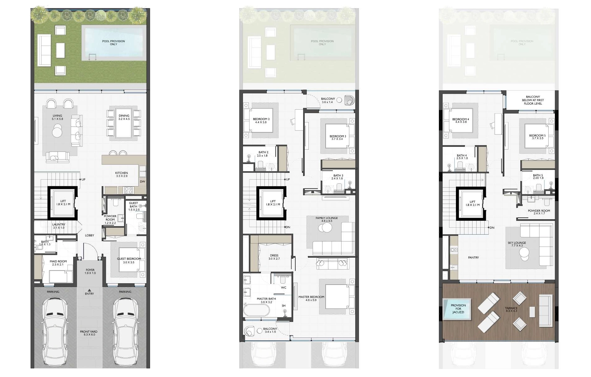 Signature corner townhouse floor plan at Terra Golf Collection