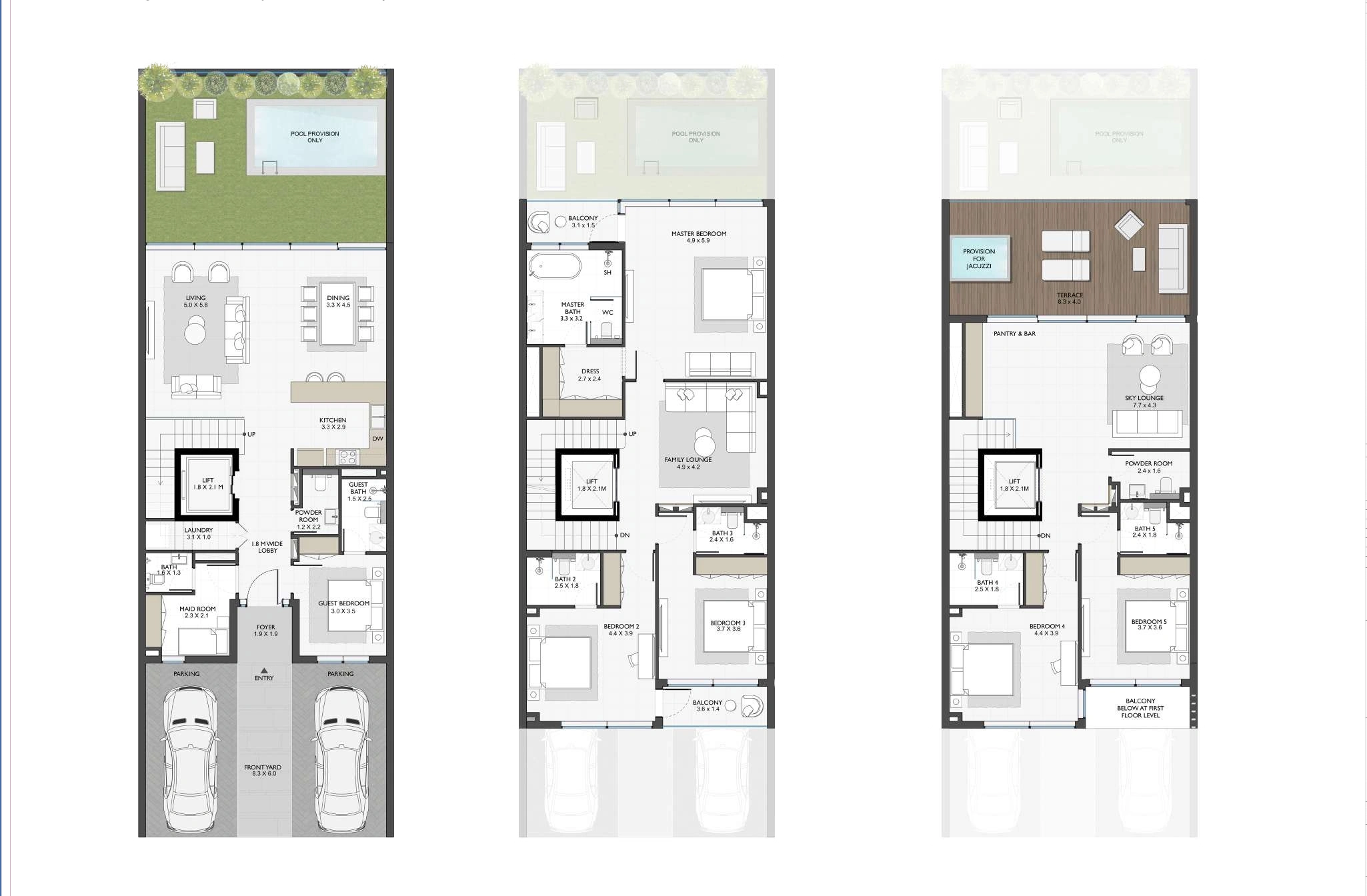 Floor plan of 6 bedroom luxury villa at Terra Golf Collection