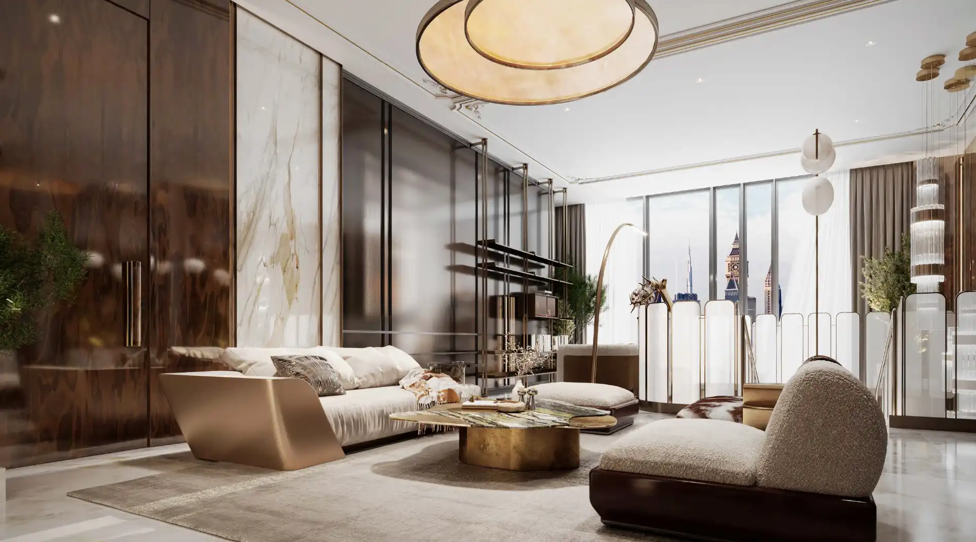 Open-plan living and dining space in Burj Azizi