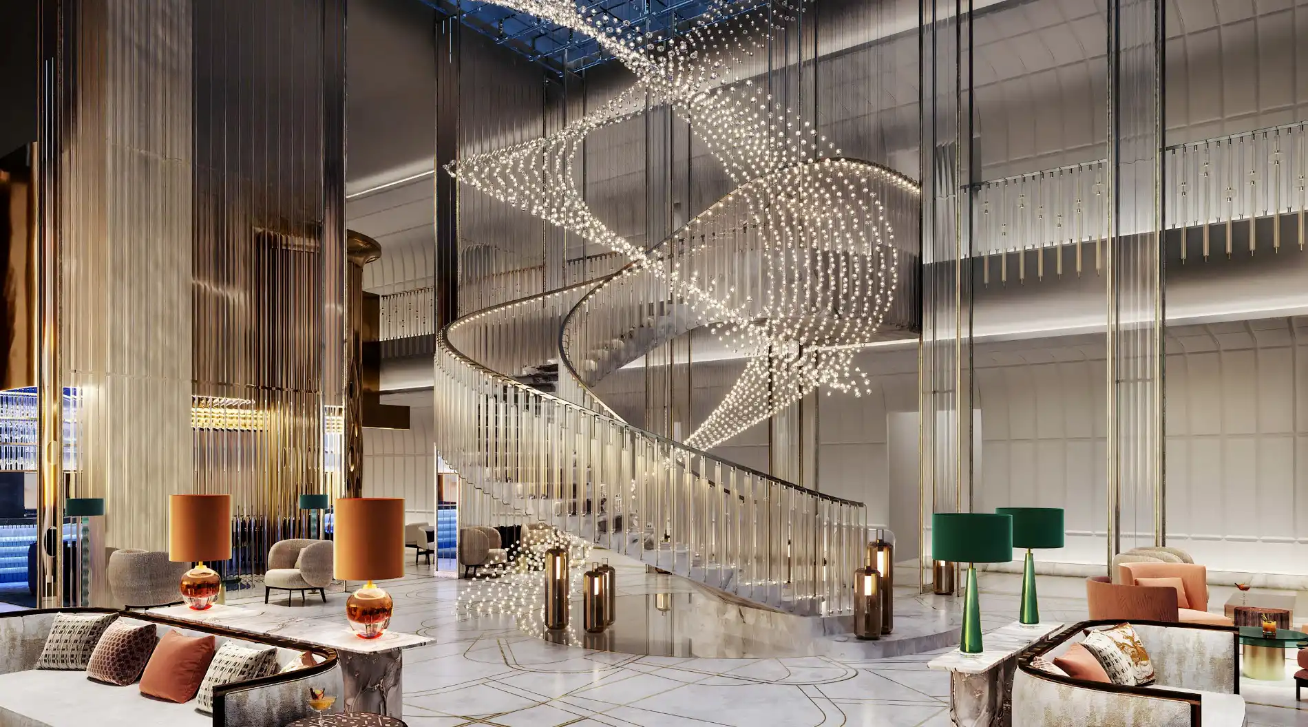 Grand reception area of Burj Azizi Dubai