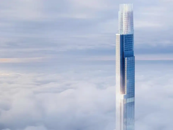 Cloud-level view of Burj Azizi tower