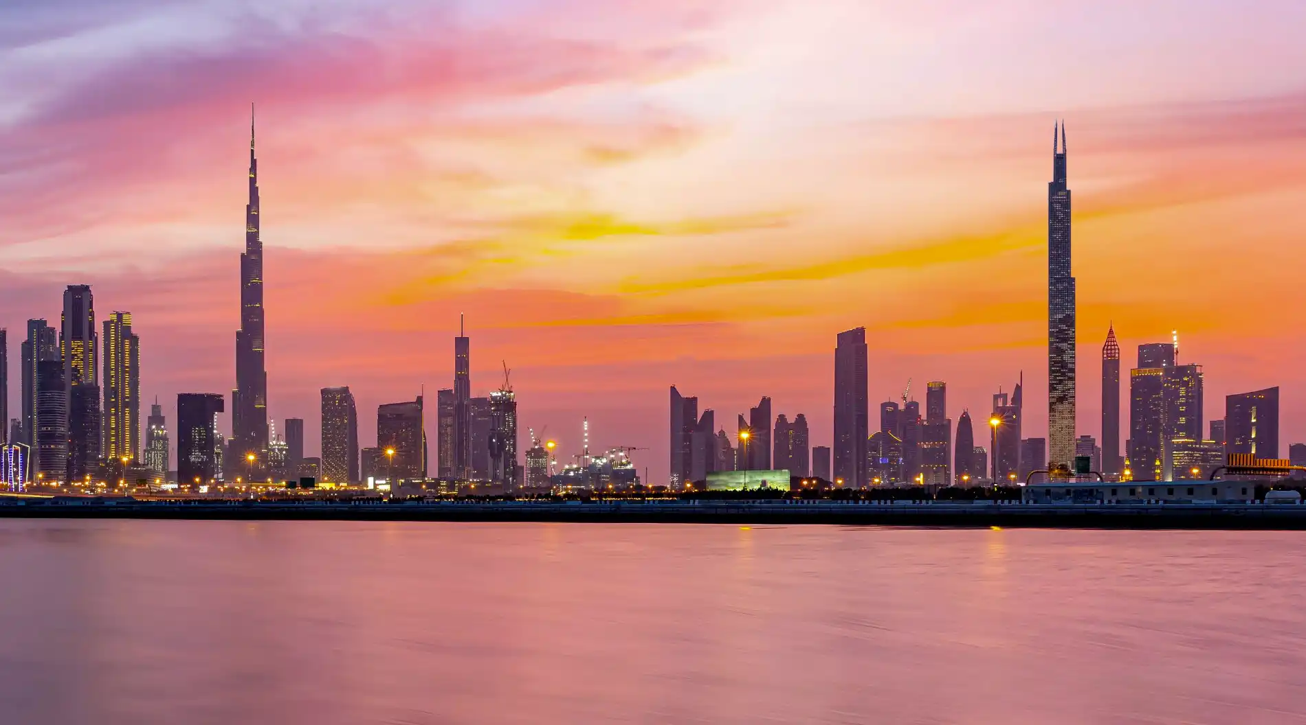 Skyline shot of Burj Azizi and surrounding landmarks