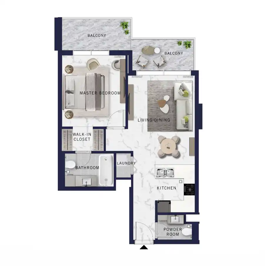 Sea-view 2 bedroom floor plan at DoubleTree by Hilton